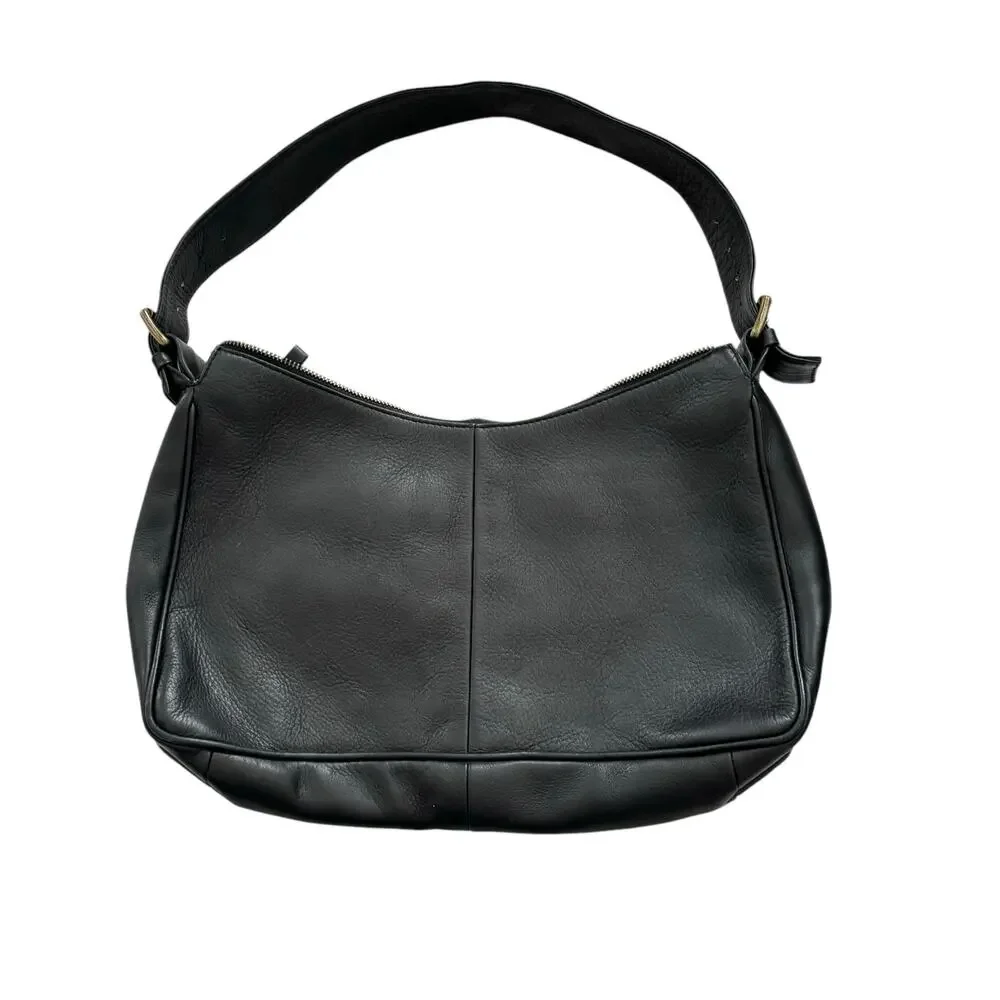 HOBO INTERNATIONAL BLACK LEATHER SHOULDER BAG CASUAL CLASSIC 13"x 8" - Picture 2 of 12